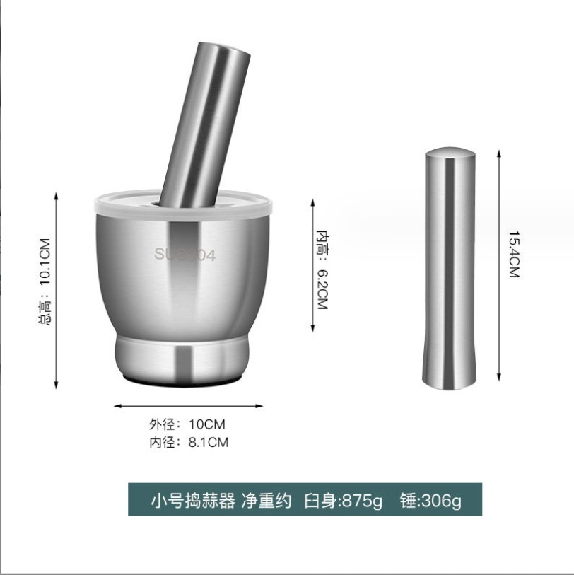 304 stainless steel garlic mashing machine, manual garlic mashing mortar, household kitchen garlic paste grinding jar, mortar pic 2