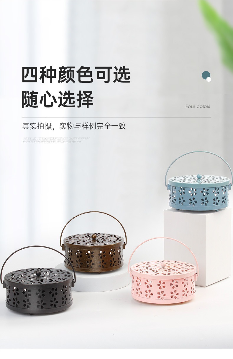 Wholesale of mosquito incense boxes, creative mosquito incense burners, mosquito incense stands, ironwork fireproof covers, household indoor aroma diffusers, mosquito incense trays pic 7