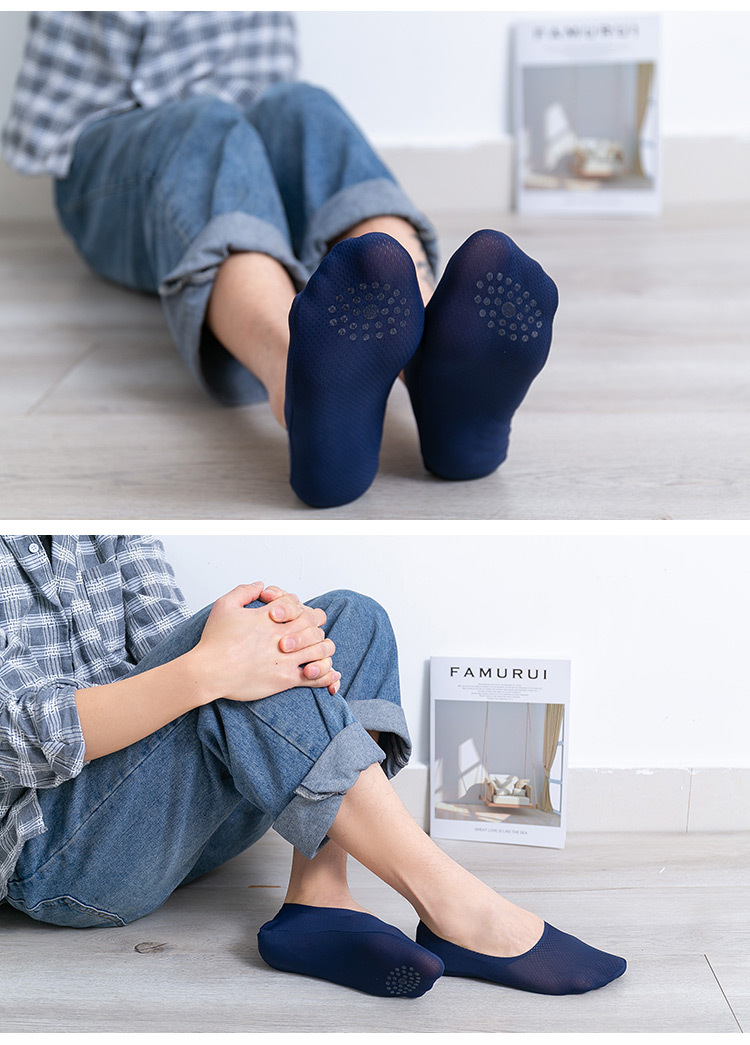 Calcetines de barco para hombres thin style nuevo verano ice mesh eye transpirable invisible calcetines de silicona antideslizante hombres wholesale pic 18