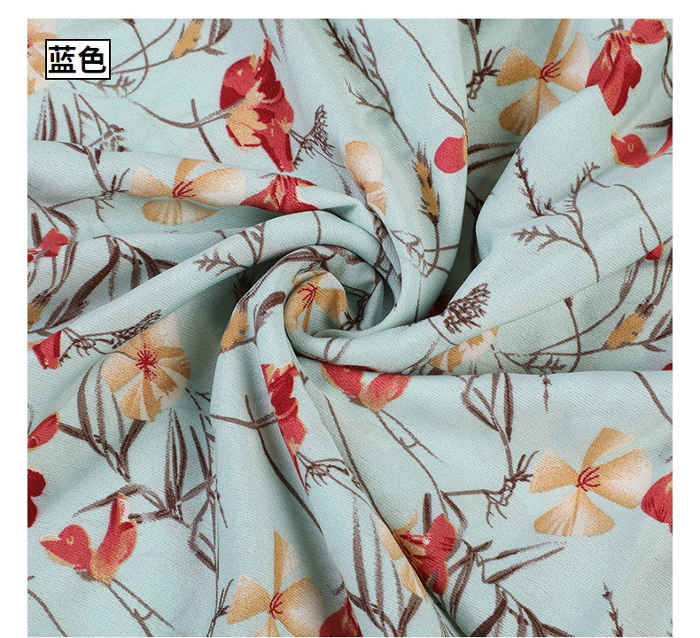 Spring new clothing fabric in stock wholesale: Korean silk-screened dress plain weave polyester shuttle fabric pic 15