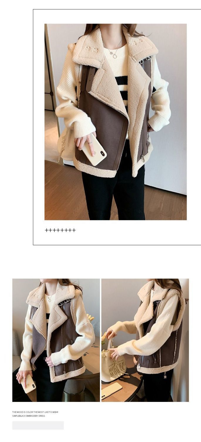 外搭叠穿小马甲女百搭外穿新款洋气今年流行马夹羊羔毛皮毛一体潮详情13