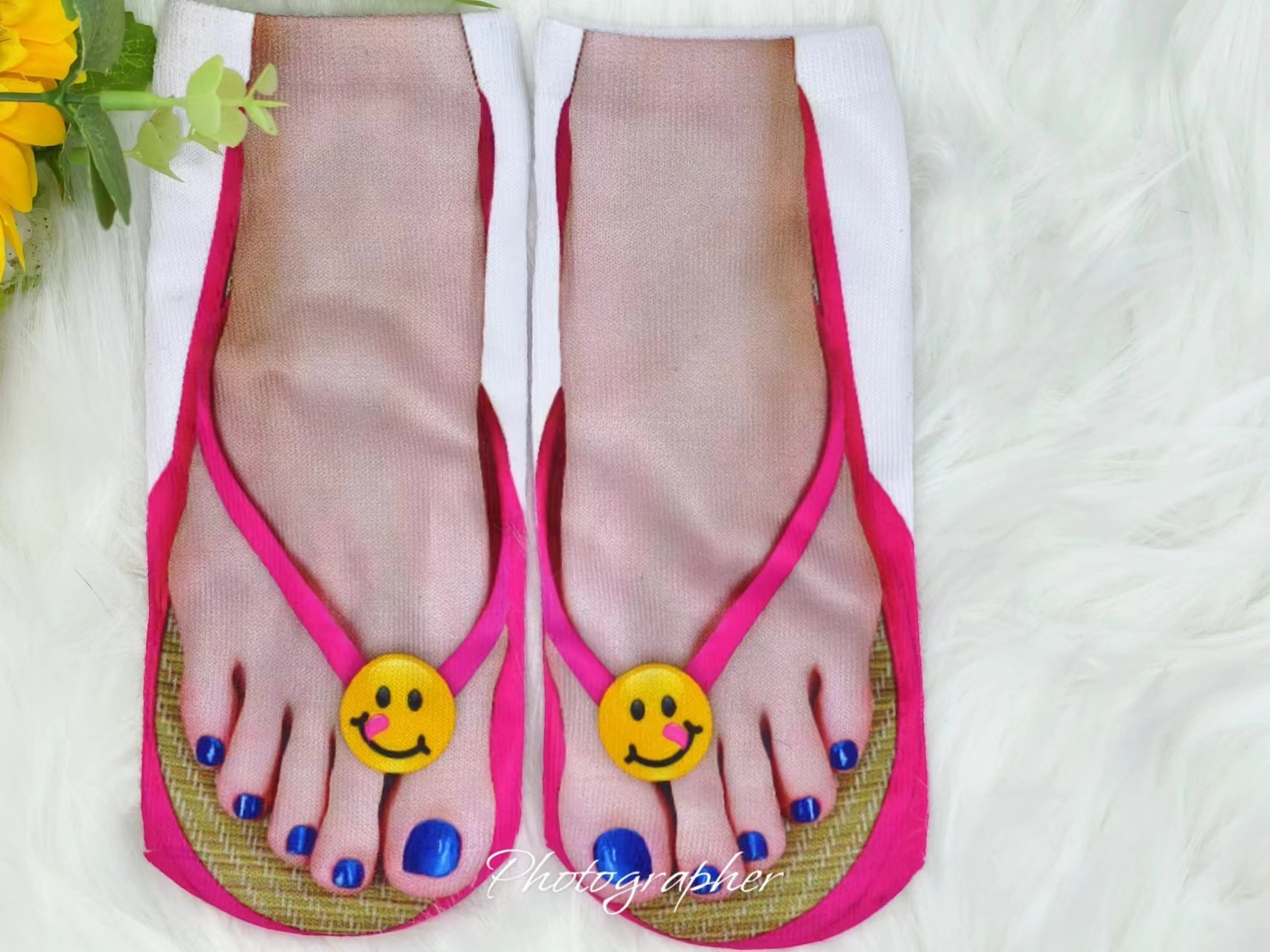 个性人字拖3d数码印花袜趣味搞笑夏季情侣个性创意袜子批发详情2