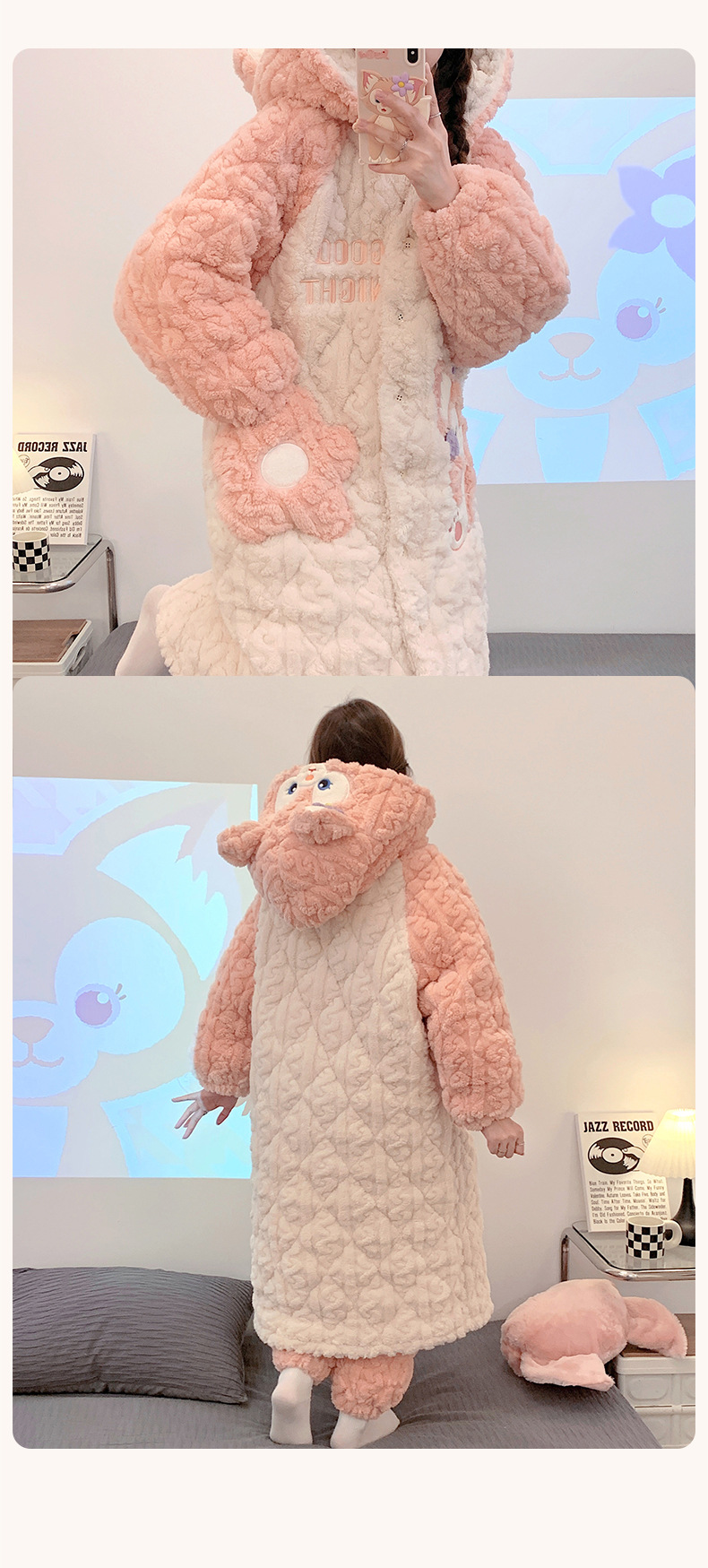 睡衣女士冬季三层加厚超厚夹棉珊瑚绒加绒法兰绒家居服秋冬款冬天详情13