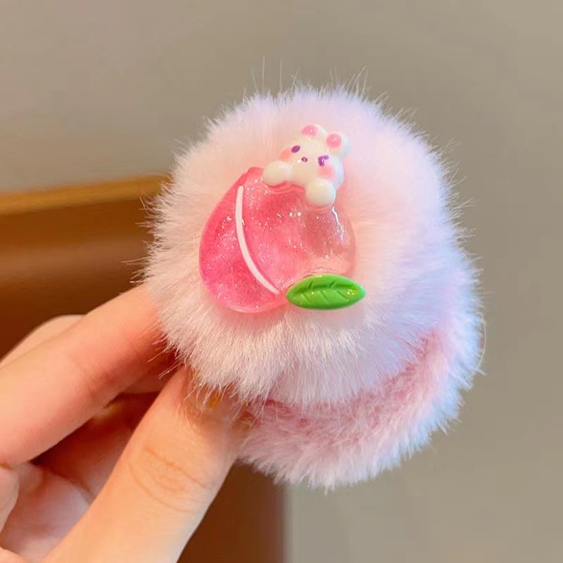 儿童毛绒皮筋女童彩色毛球卡通高弹力发圈小女孩不伤发扎丸子头绳详情11