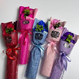 三八节花束礼盒pvc礼盒金箔香皂花礼物店庆赠品毕业季七夕节礼物详情3