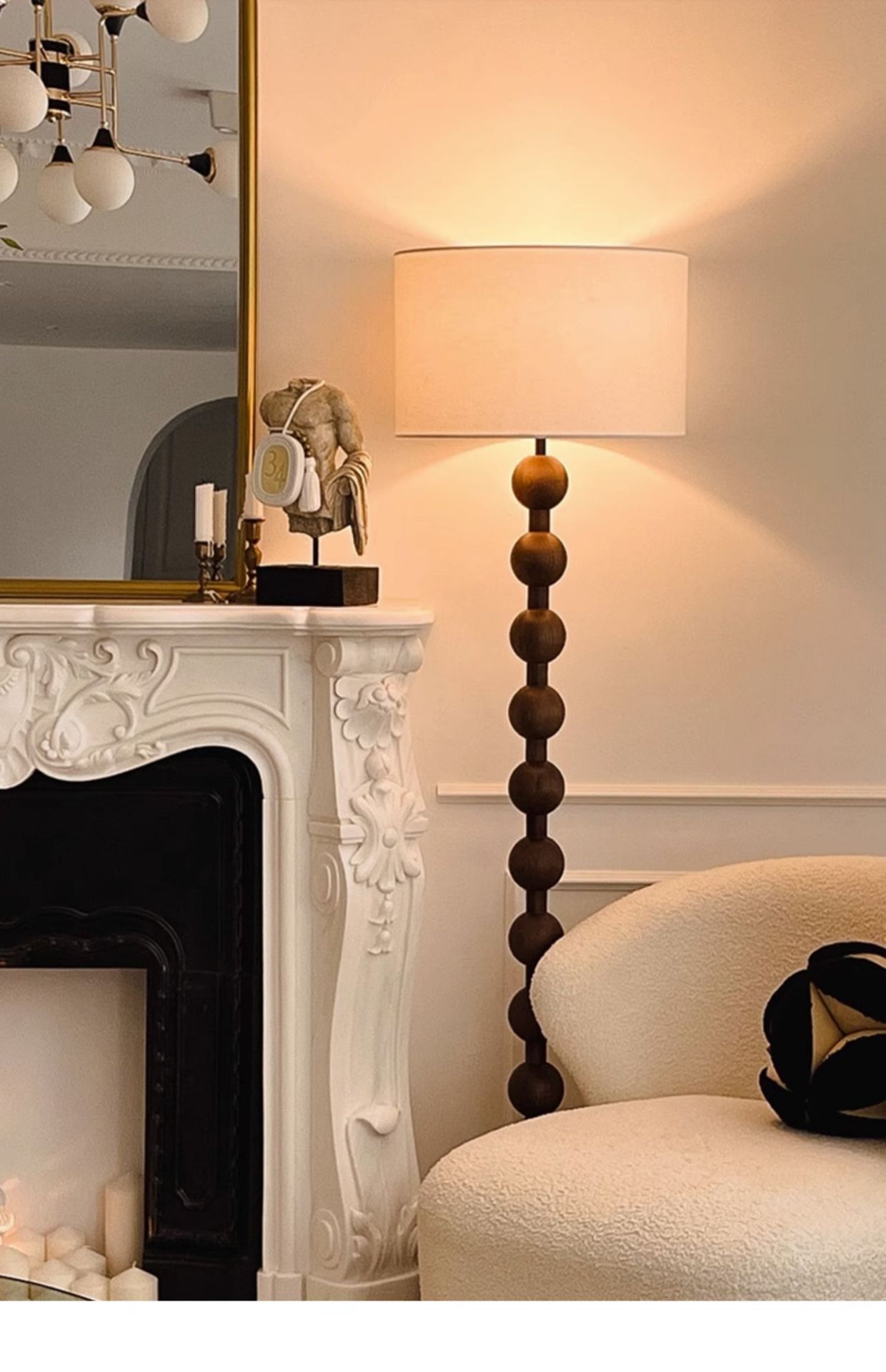 French medieval wabi-sabi style floor lamp for the living room, new Chinese-style American retro solid wood bedroom, high-end atmosphere lighting pic 2