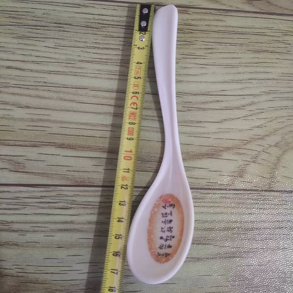 205 Auspicious spoon for Eating, long-handled melamine spoon with hook, resin spoon, plastic spoon, imitation porcelain spoon, restaurant tableware pic 2