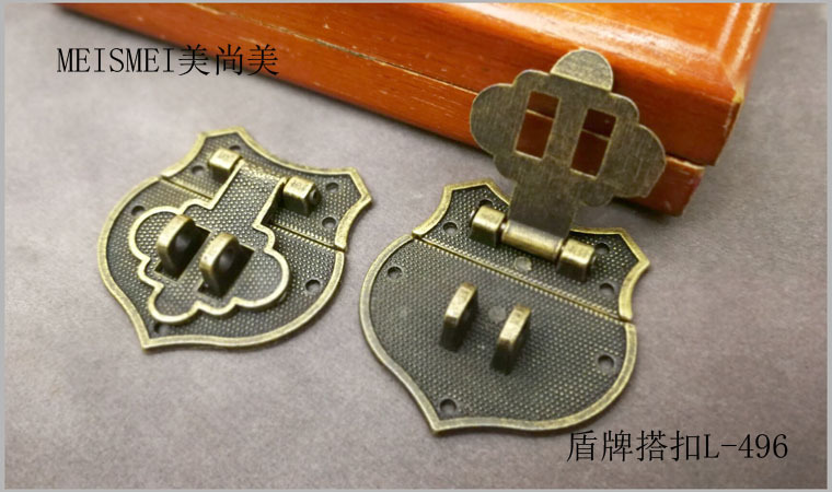 Box lock, jewelry box buckle, old-fashioned furniture, retro lock plate lock, bronze box buckle, Chinese-style antique box shield pic 34