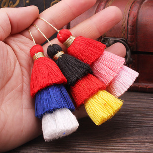 New color-offset double-ended cotton thread tassel handcrafted clothing, cheongsam with lapel button and Chinese-style classical tassel pendant pic 10