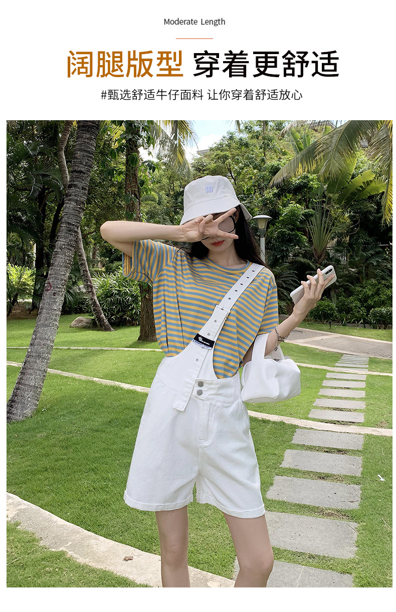 Summer retro salt single-shoulder overalls for women 2021 new style fashionable and youthful thin denim shorts, Korean style loose pic 5