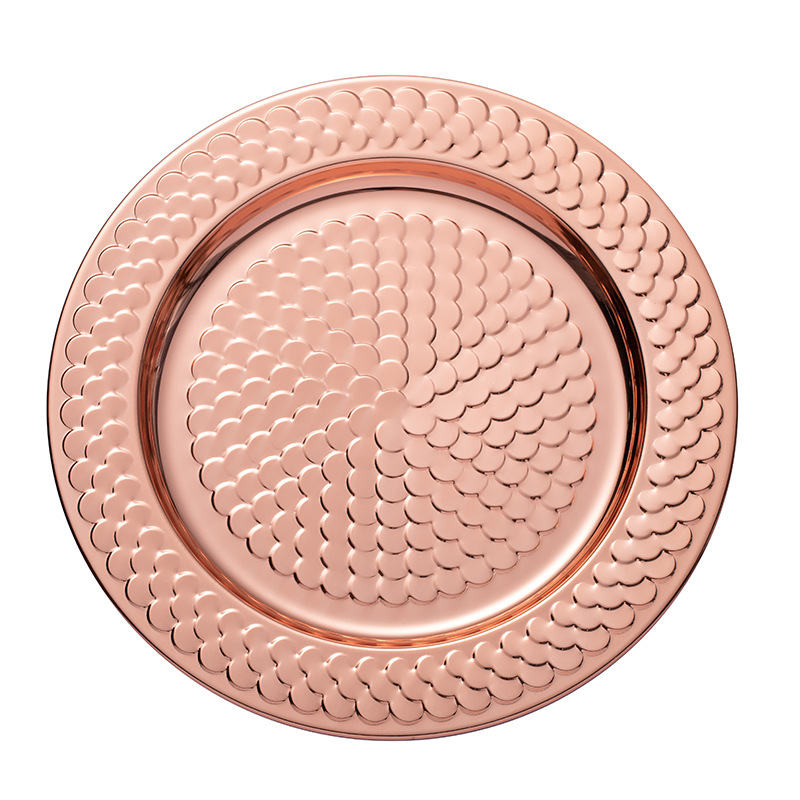Amazon bar stainless steel plates, round plates, electroplated steak plates, KTV decorative fruit plates, vegetable plates, custom patterns pic 6