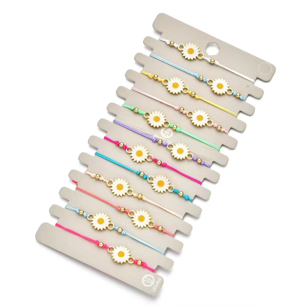 Amazon cross-border best-selling multi-color golden Daisy bracelet, fashionable and simple sunflower adjustable bracelet for both men and women pic 3