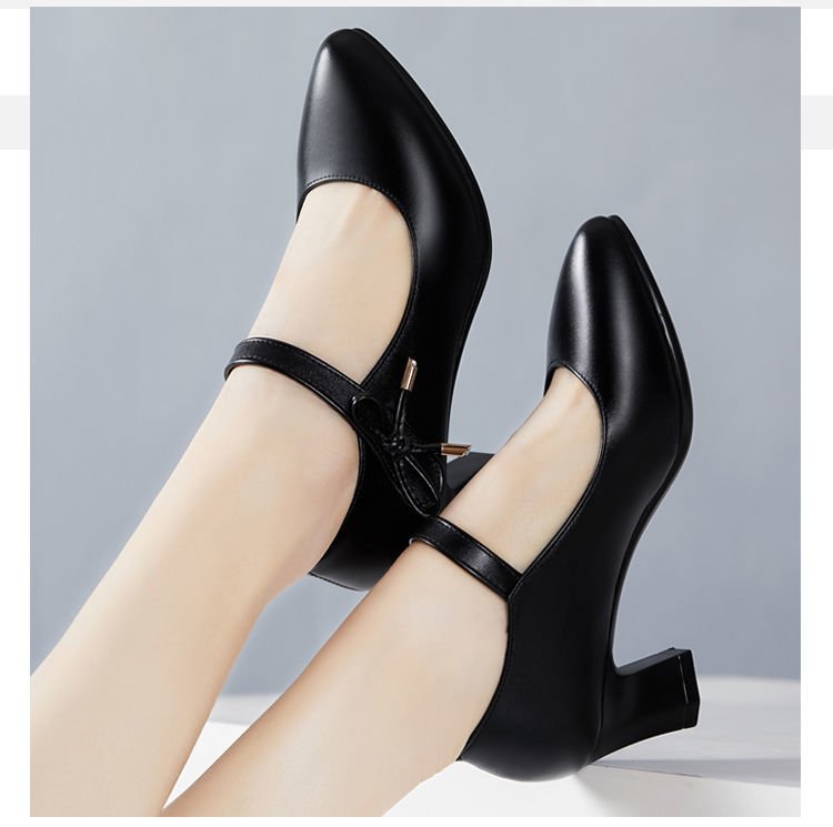 夏季新款女式软皮单鞋时尚扣带不跟不磨脚高跟职业女鞋详情9