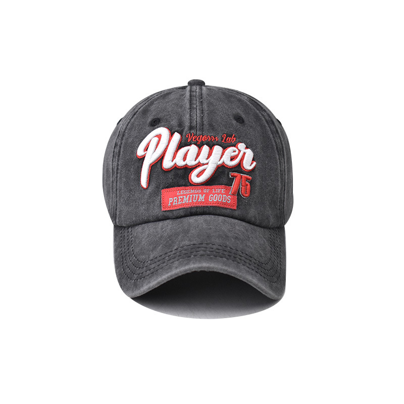 跨境新款棒球帽子水洗棉player刺绣遮阳帽子韩版男鸭舌帽子详情13