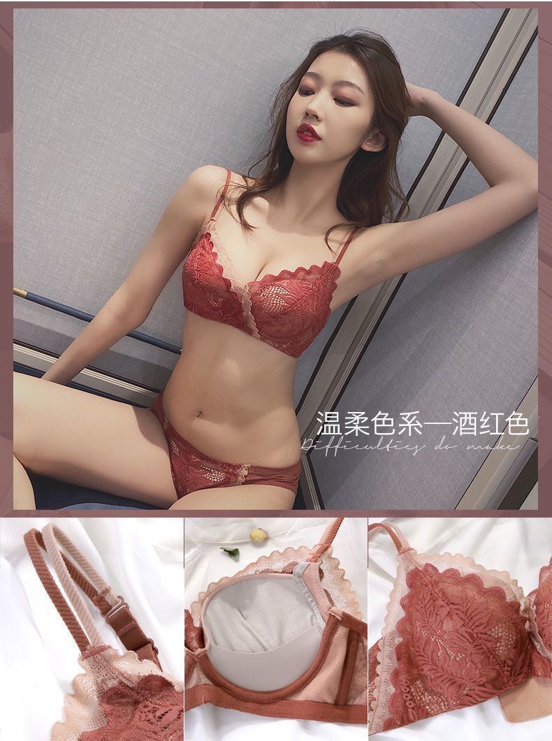 广东汕头蕾丝内衣女小胸聚拢防下垂无钢圈揭阳女士法式文胸罩套装详情19