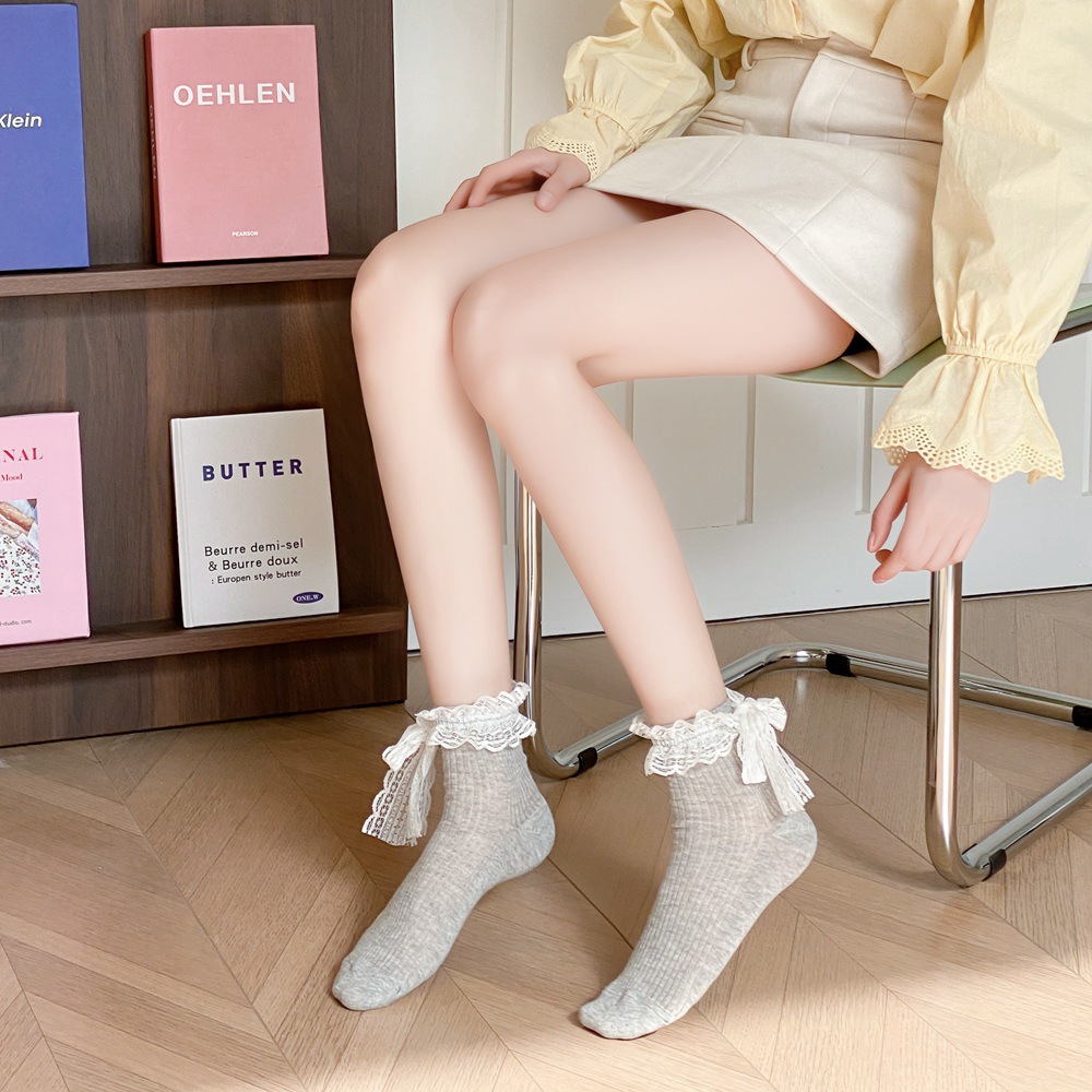 Calcetines stand one piece generation primavera verano 2024 malla transpirable medias medias de encaje de mujer calcetines de encaje verano fino arco jk calcetines de mujer one piece generation pic 18