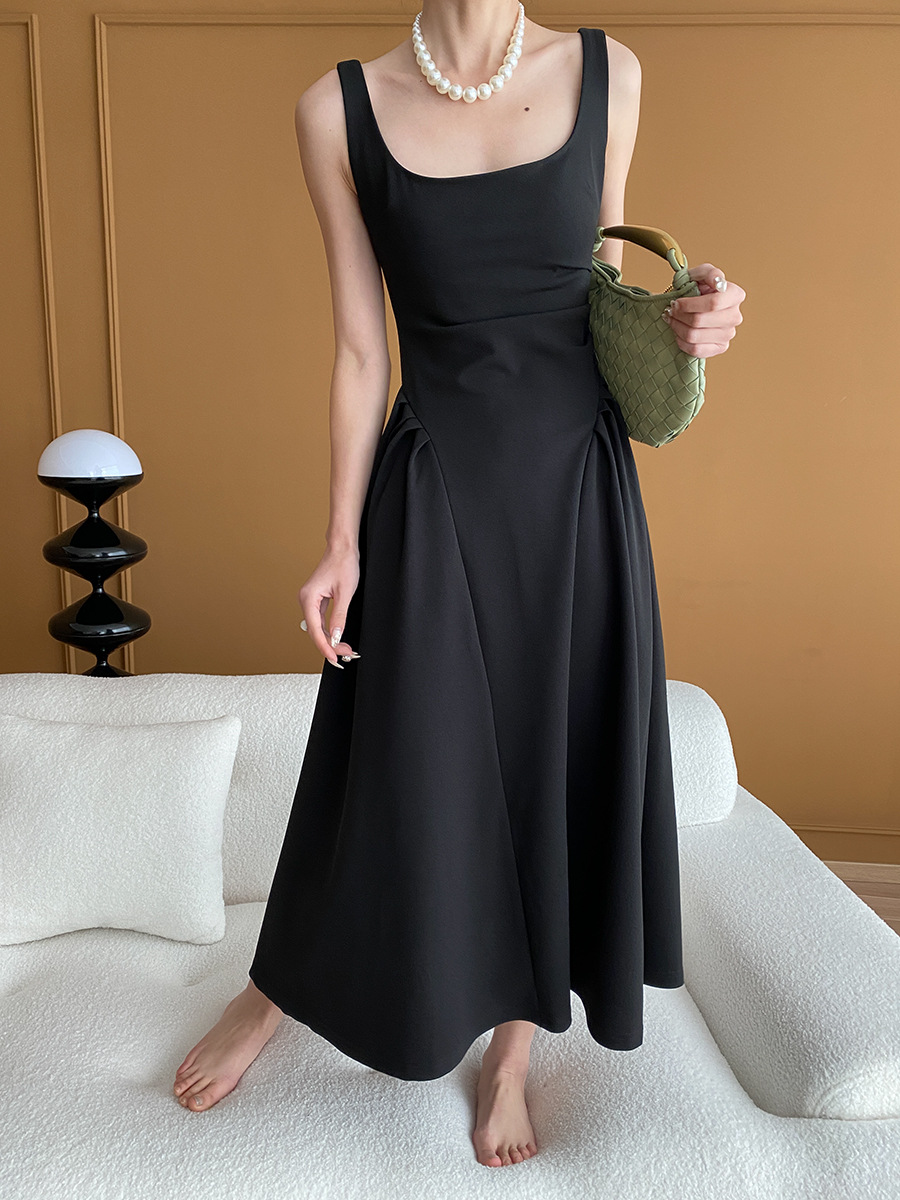 Sinan Antwai-cut French square-neck black vest dress 2024 Early Autumn New Style SN5158 pic 20