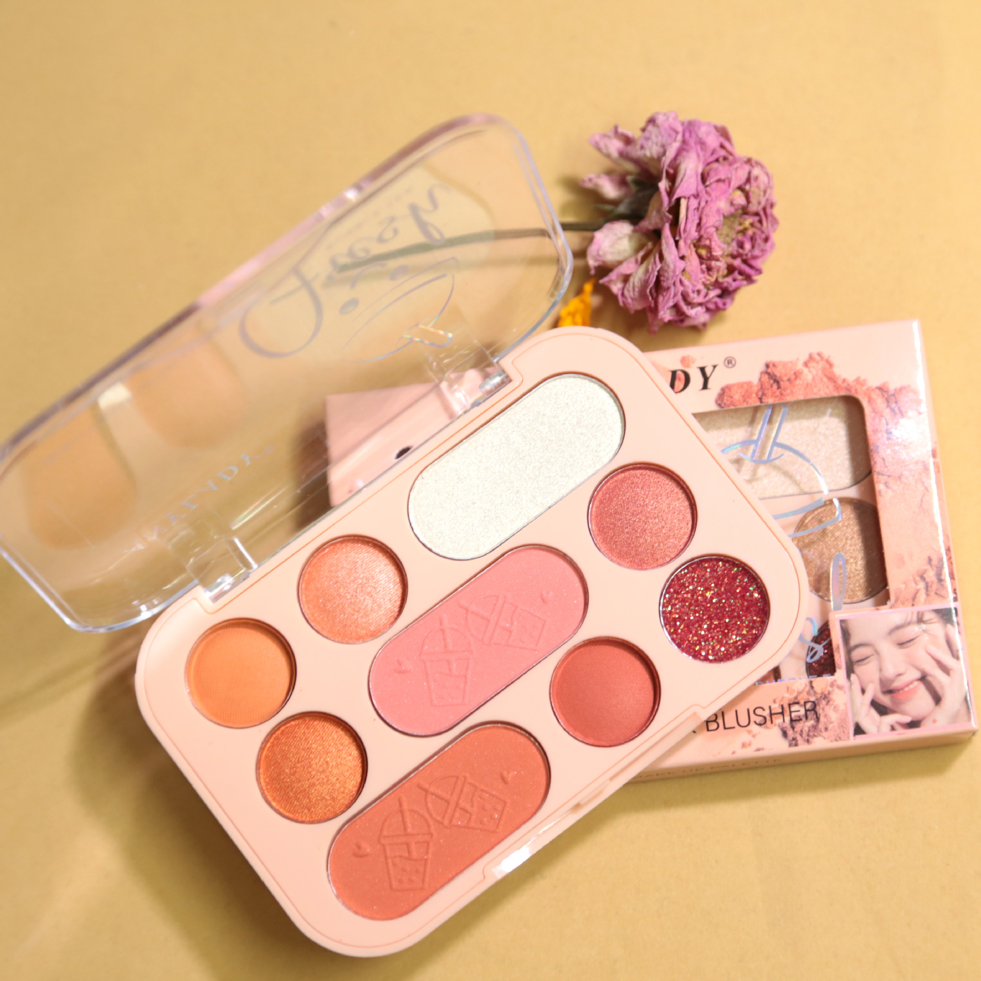 ANYLADY工厂批发化妆品腮红哑光眼影一体便携套装脸部化妆品详情4