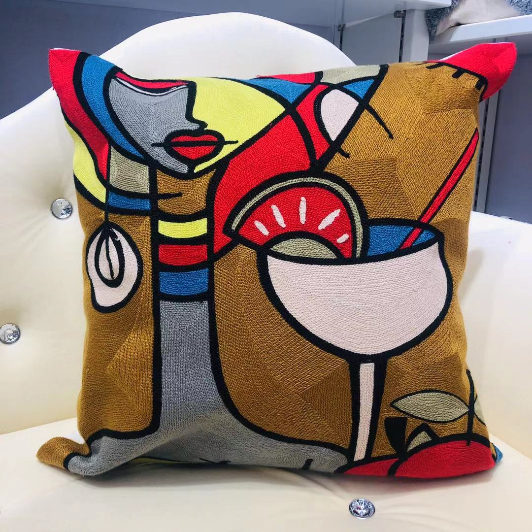 Picasso pillowcase, full-page embroidered abstract art sofa, Amazon cross-border cushion without core pic 7