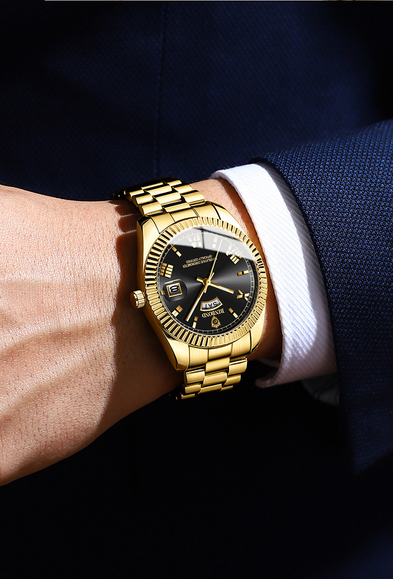 宾邦手表男士非机械表防水日志型时尚男表蓝色跨境情侣商务腕表详情21