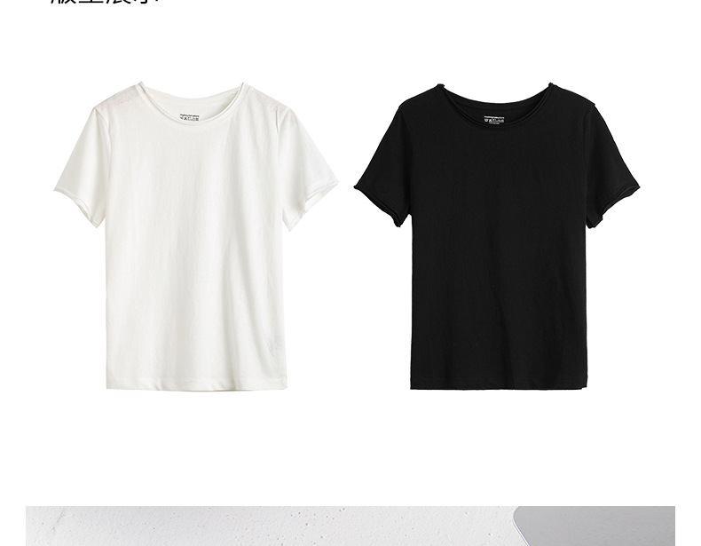 A new Korean-style small round neck, high-end design, off-the-shoulder short-sleeved T-shirt for women, versatile, loose snowflake cotton, slimming top pic 9