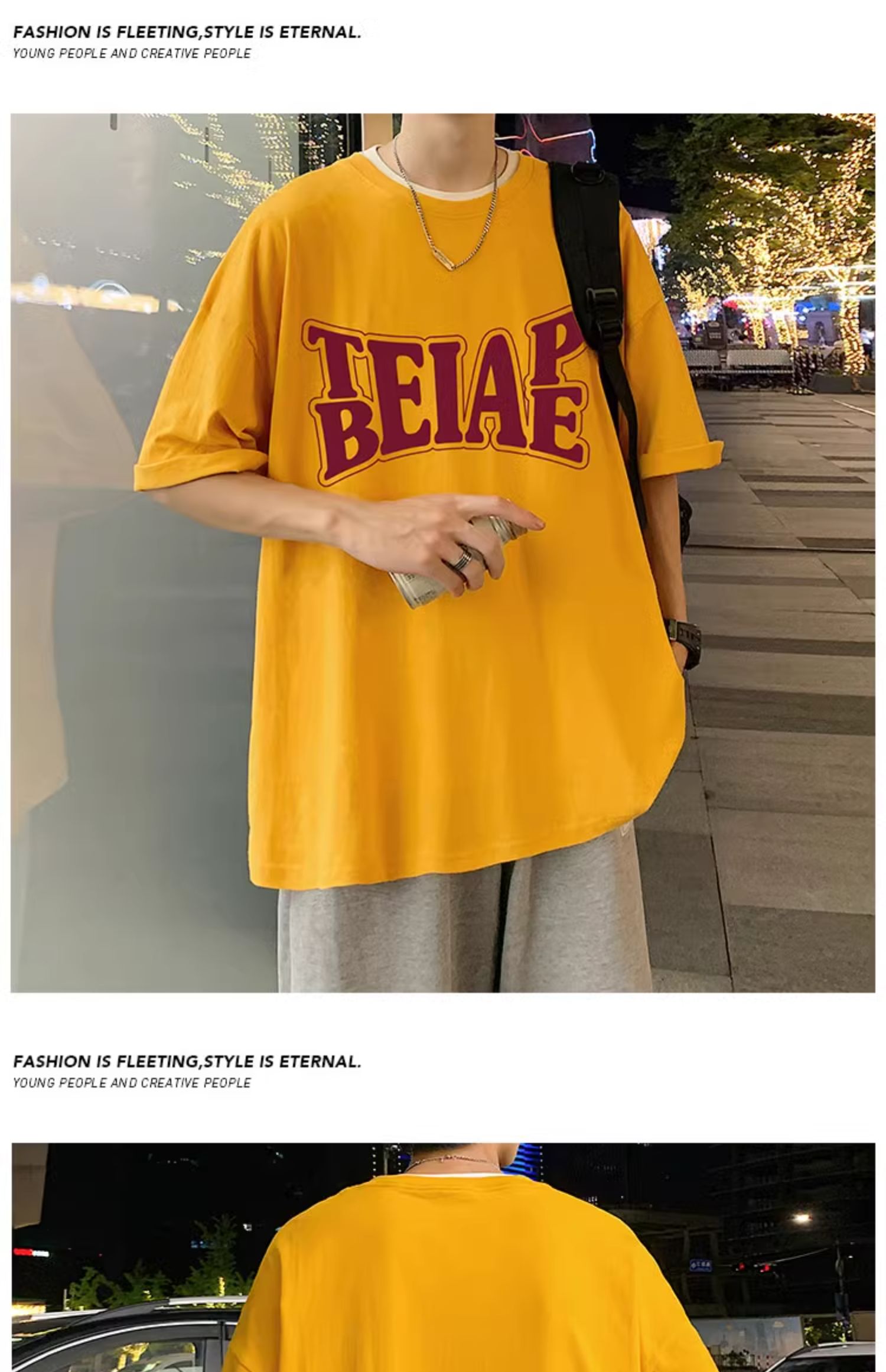 港风复古棉短袖T恤男ins潮牌夏季2024新款男装oversize宽松体恤详情31