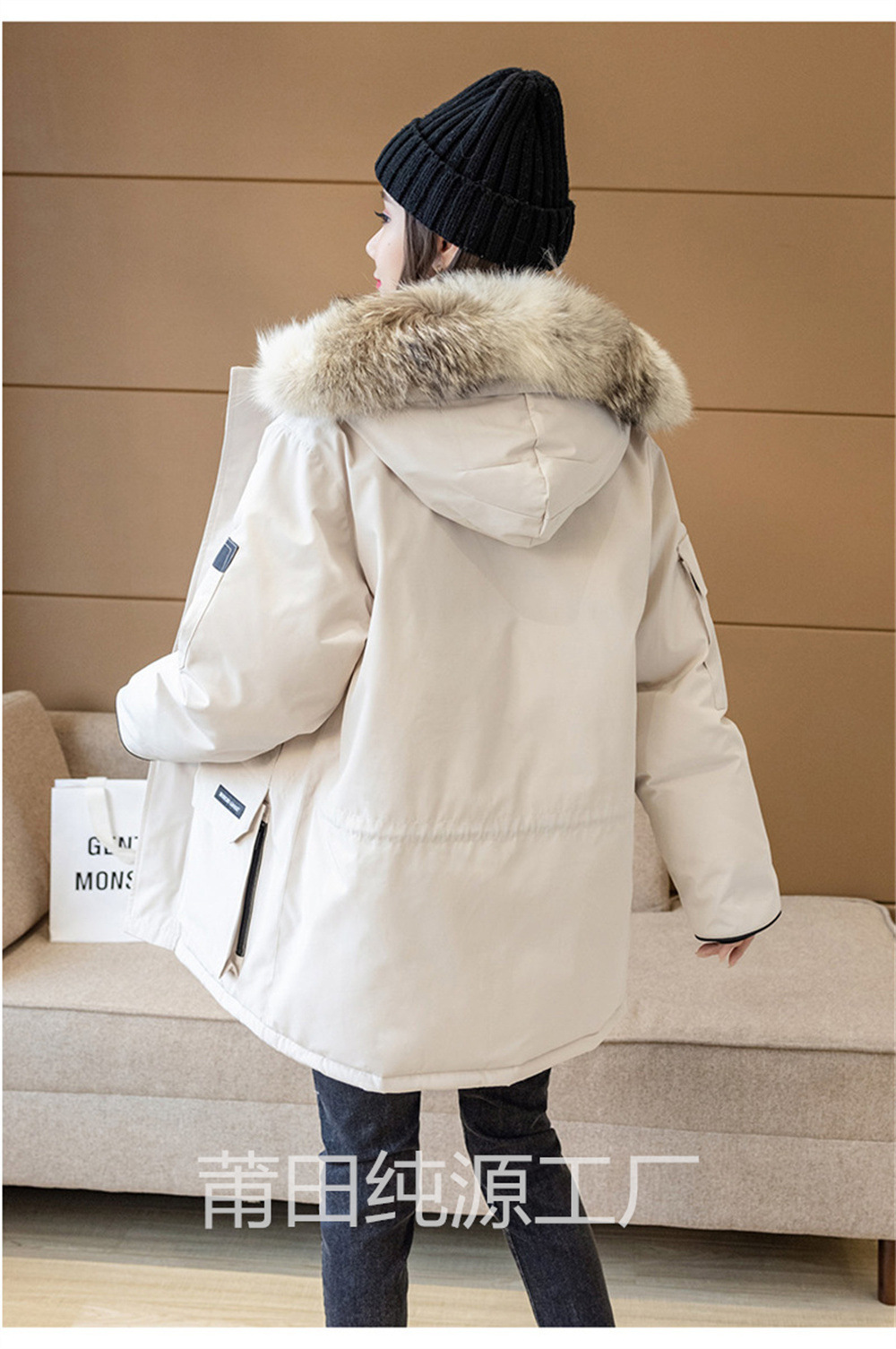 冬季08款大鹅防寒米白石墨灰羽绒服狼毛中长远征款羽绒服男女大鹅详情8