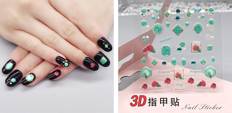 3D nail stickers, nail art stickers, laser stickers, new process, super adhesive back glue process pic 40