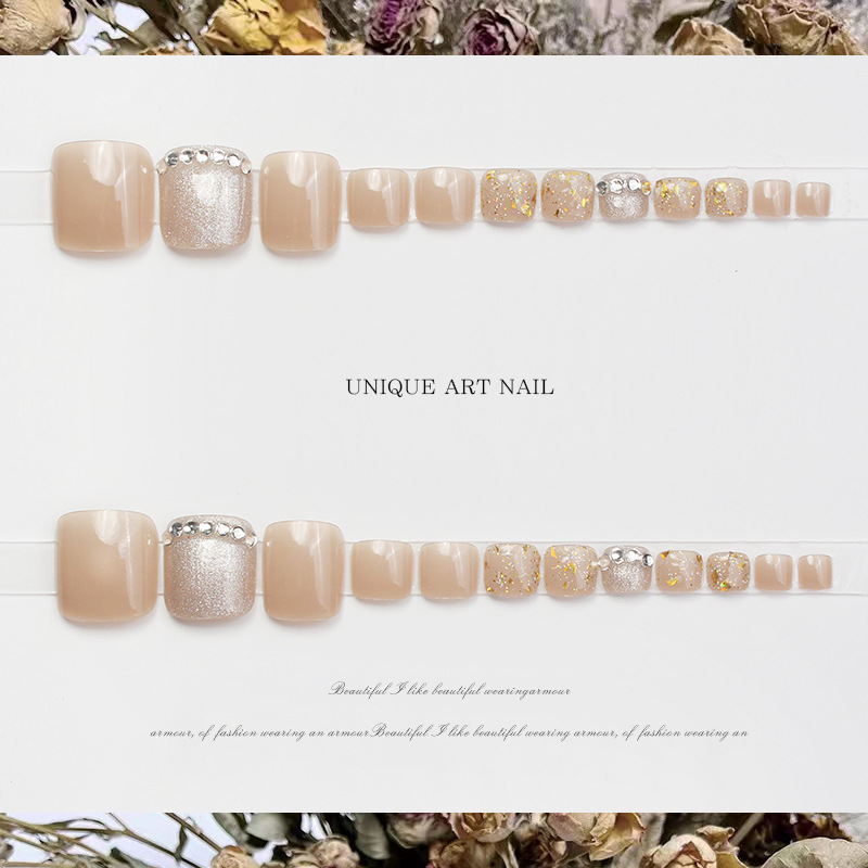 JZ-135 Wearable nail Art nail plate wholesale matte gold edge French toenail stickers detachable pieces waterproof toenails pic 7