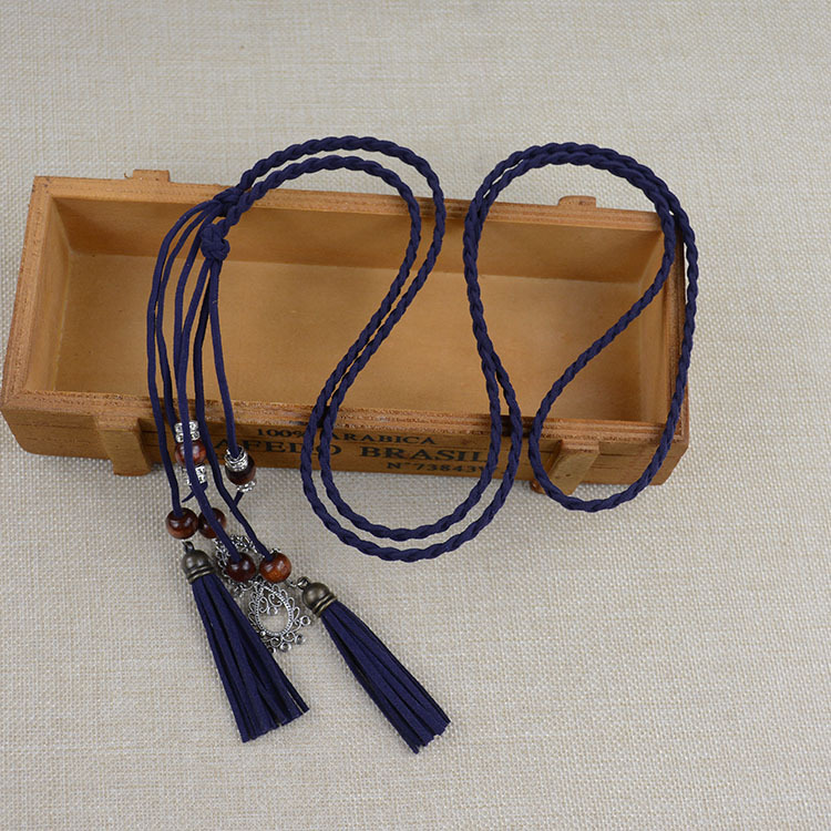 新民族风纯手工装饰腰带女细流苏百搭连衣裙时尚简约编织腰链腰绳详情5