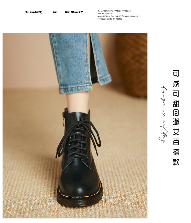 真皮马丁靴女新款秋冬季复古经典英伦风小短靴百搭休闲厚底单靴子详情21