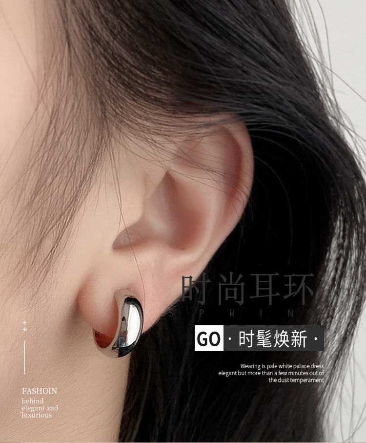 Small C-shaped smooth geometric pattern scented plate ear clips for women, no ear piercings, wearable earrings, elegant earrings factory direct sales pic 22
