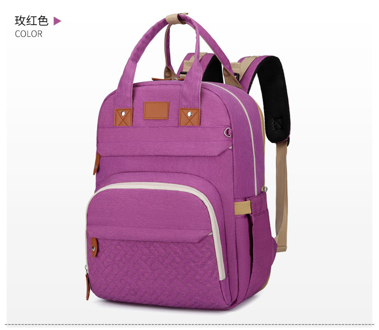 Factory direct sales: New multi-functional mummy bag, double-shoulder baby bed backpack, large-capacity waterproof bag with pacifier, embroidered thread pic 31
