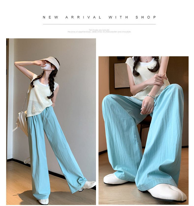 Ice silk wide-leg pants for women in summer, thin, high-waisted, straight-leg, pleated cotton and linen casual pants, cool and laid-back Yamamoto pants pic 26