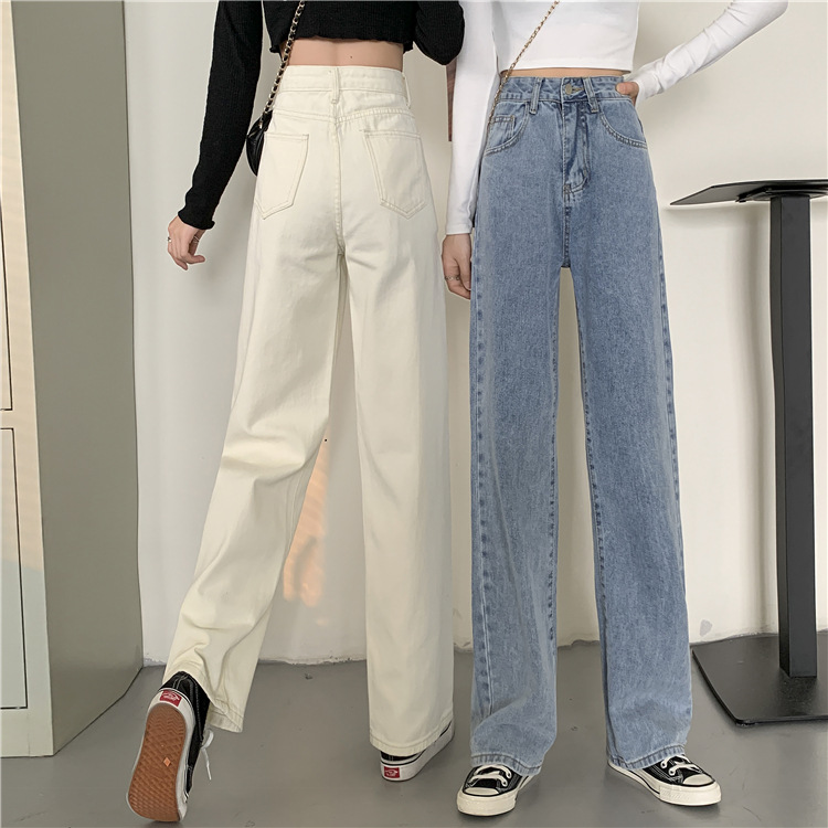 Spring 2021 new loose jeans for petite women, high-waisted and slimming, wide-leg and straight-leg pants, trendy on Instagram pic 11