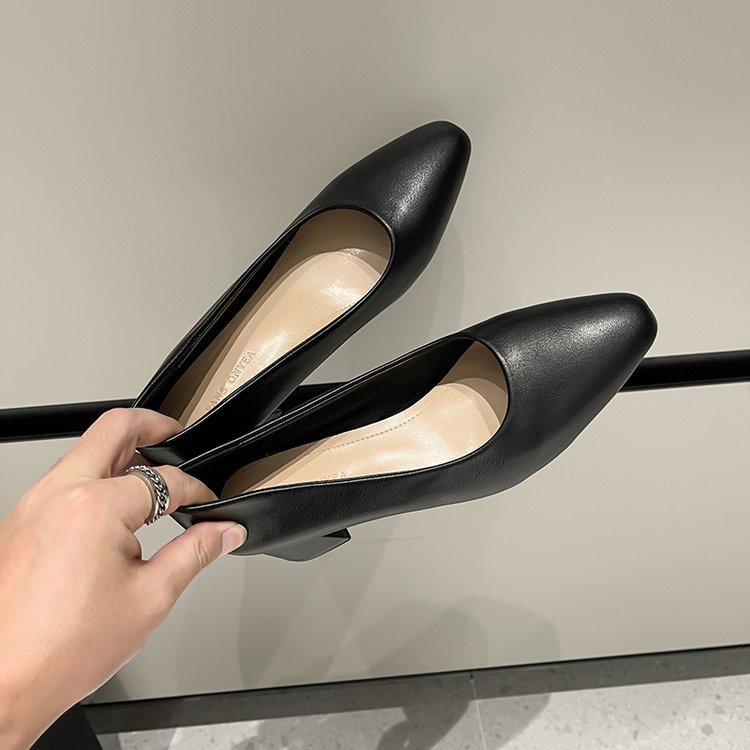 秋季新款女式时装单鞋韩版圆头套脚粗跟高跟单鞋女上班工作鞋子女详情8