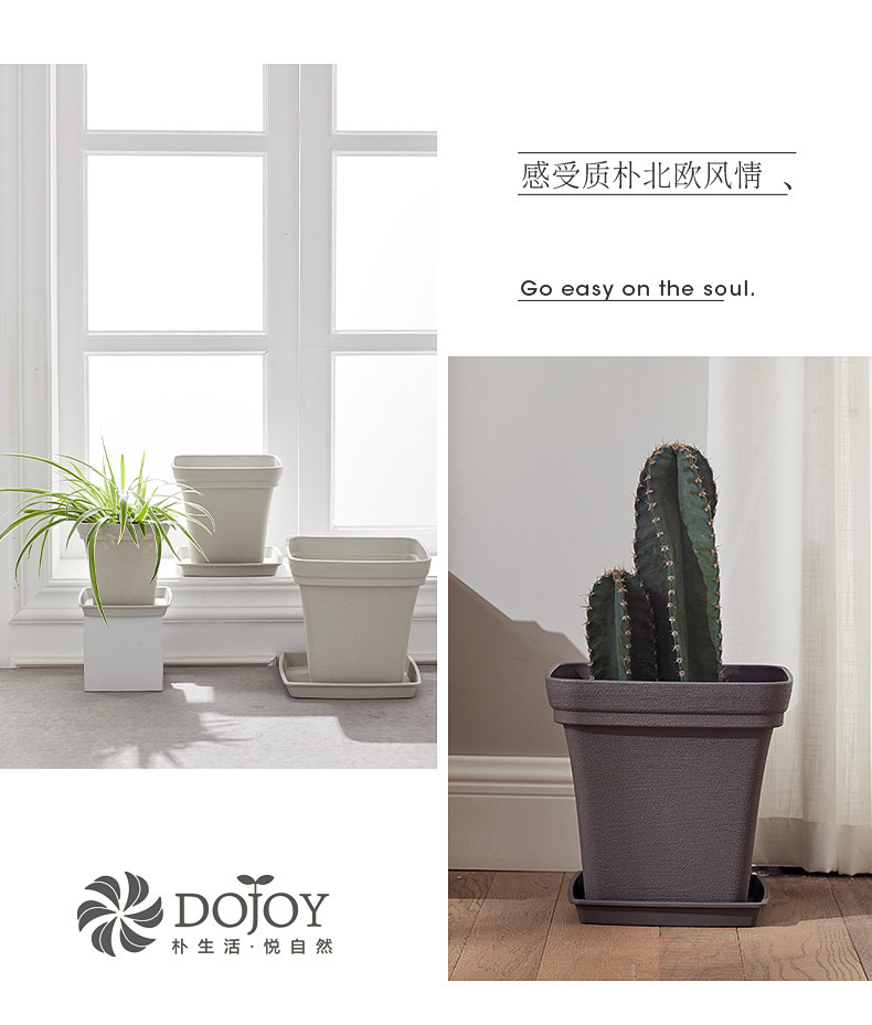 Creative and simple plastic flowerpots for balcony planting, square resin flowerpots for home gardening, indoor flower-growing breathable POTS pic 10