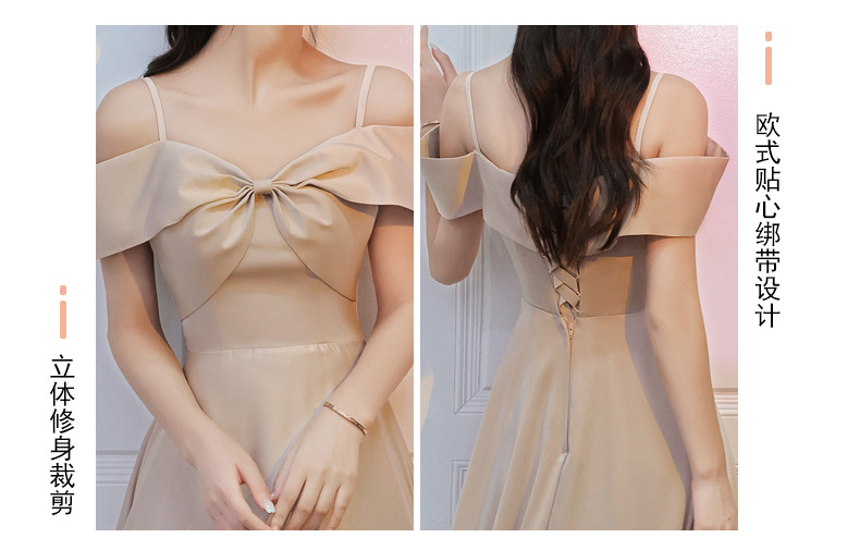 伴娘服2022年新款夏季姐妹团长裙平时可穿小众大码缎面礼服女详情14