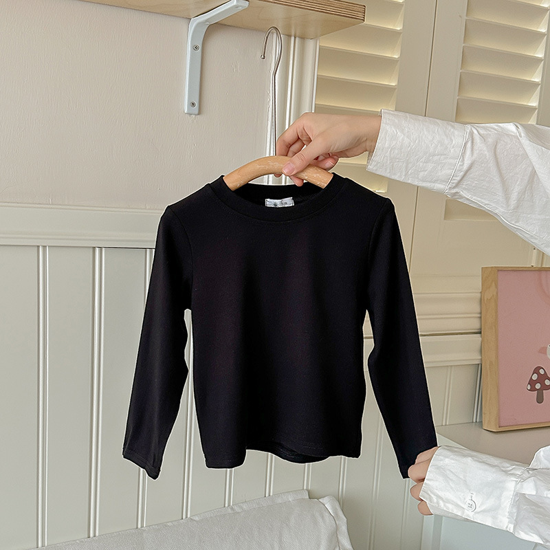 A white long-sleeved loose T-shirt for children, a cute base layer, top and mask T-shirt for boys, girls and babies in spring and autumn pic 26