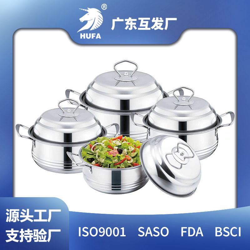 Stainless steel hollow ear, steel lid, three-piece set, four-piece set, African stainless steel pot, fresh-keeping pot, cooking pot, soup pot, stewing pot, boiling pot, cookware set, kitchenware pic 4