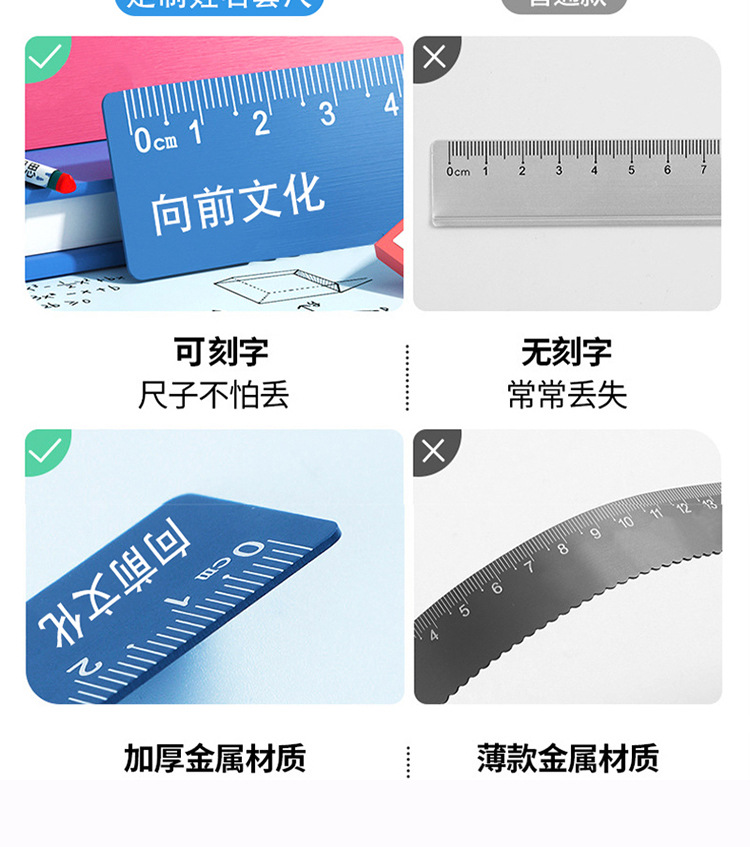 Wholesale of rulers, aluminum alloy set rulers, four-piece set rulers for examination and drawing, laser-engraved rulers, metal rulers, set squares pic 33