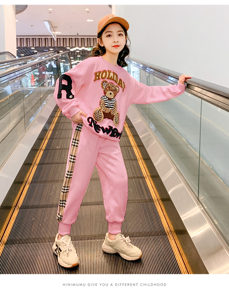 韩版女童春装运动2022新款洋气时髦网红童装女孩中大童卫衣两件套详情21