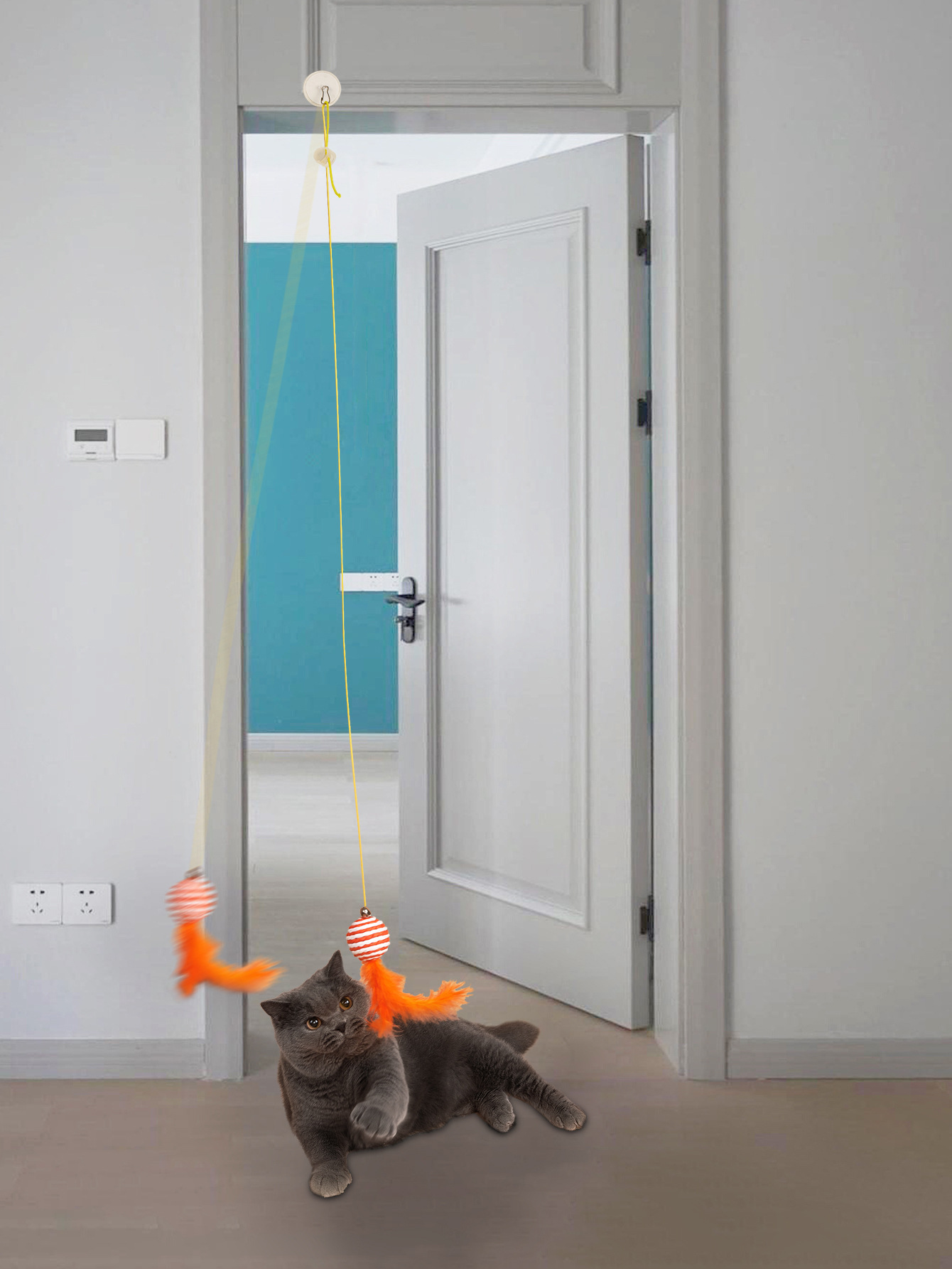 New cat-playing stick, swing, hanging door, cat toy, butterfly with catnip, self-entertainment, hanging, telescopic and adjustable pic 58