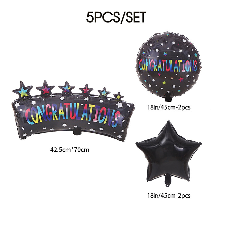 跨境新款横幅5球铝膜气球套装黑色氛围气球生日聚会派对装饰气球详情4