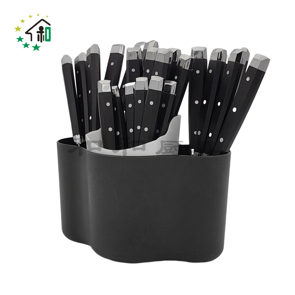 收纳桶塑料手柄西餐牛排餐具不锈钢刀叉勺子24件套装 cutlery set详情20