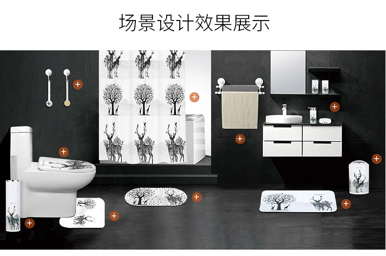 Wholesale of circular corrugated plastic five-piece sets for bathroom, washbasin five-piece sets, and five-piece sets for bathroom mouthwash and brush cups pic 11