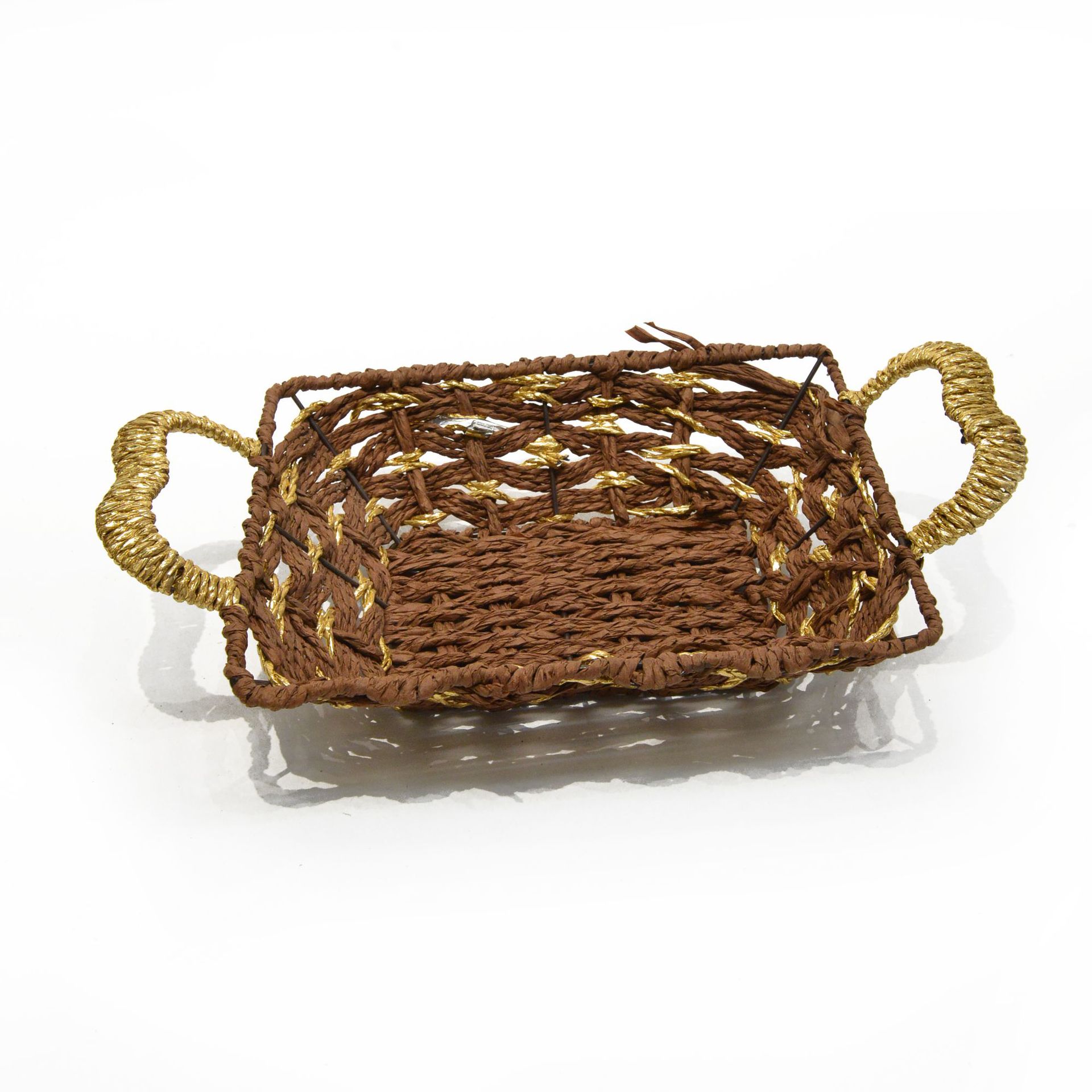 特价清仓桌面收纳托盘杂物钥匙收纳筐果茶几零食编织筐仿藤编织盒详情3