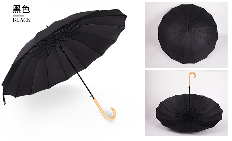 16-bone fiber bone-up fabric, plain and fresh wooden handle, photo landscape advertising umbrella in stock pic 5
