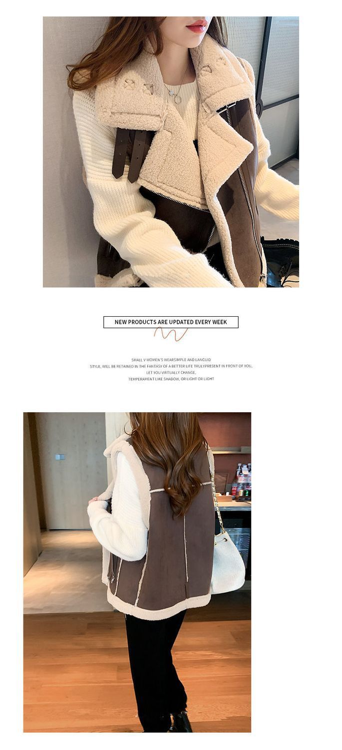 外搭叠穿小马甲女百搭外穿新款洋气今年流行马夹羊羔毛皮毛一体潮详情12