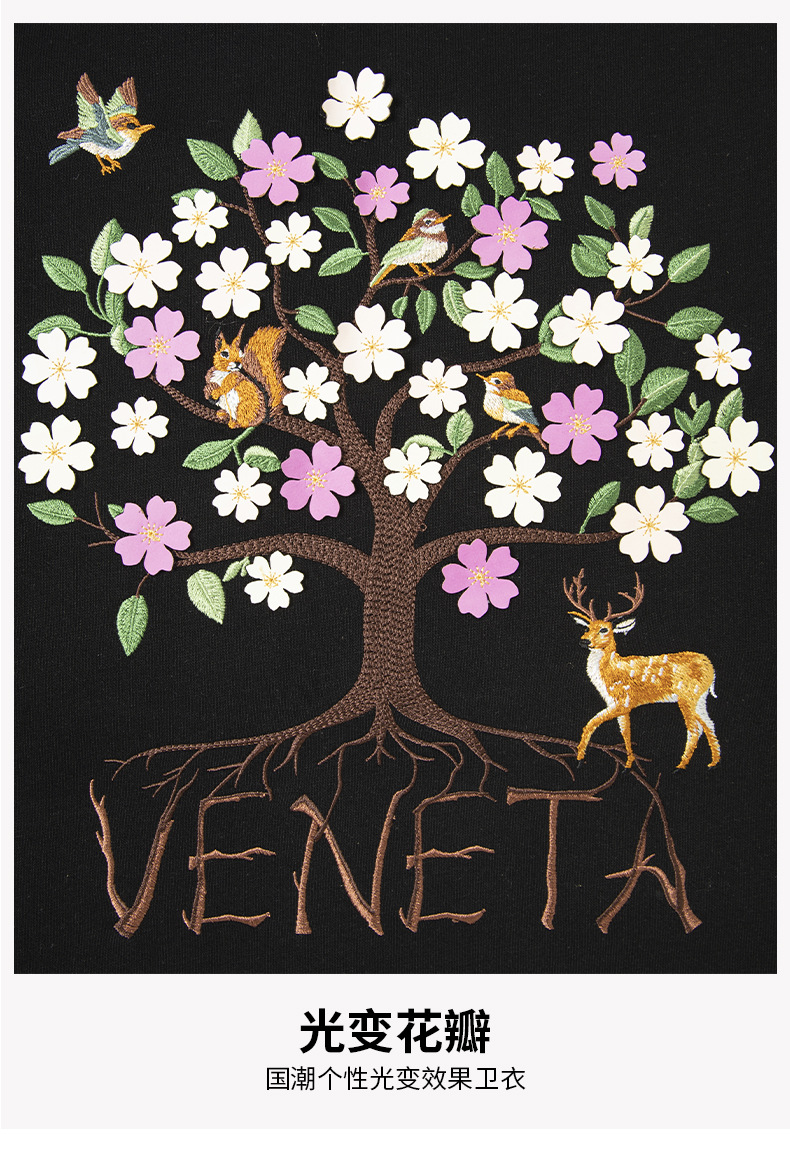 国潮轻奢光变花朵树重工刺绣舒适长袖圆领男装卫衣秋冬款时尚上衣详情11